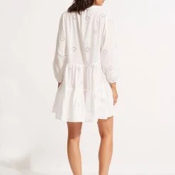 Seafolly Ladies Embroidery Tiered Dress - White 10 Seafolly Ladies Embroidery Tiered Dress - White -Seafolly shop 54155 DR White 4