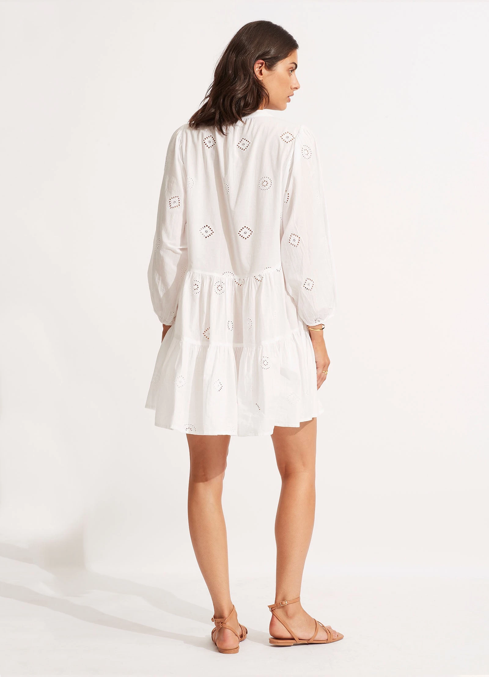 Seafolly Ladies Embroidery Tiered Dress - White 6 Seafolly Ladies Embroidery Tiered Dress - White - Image 4