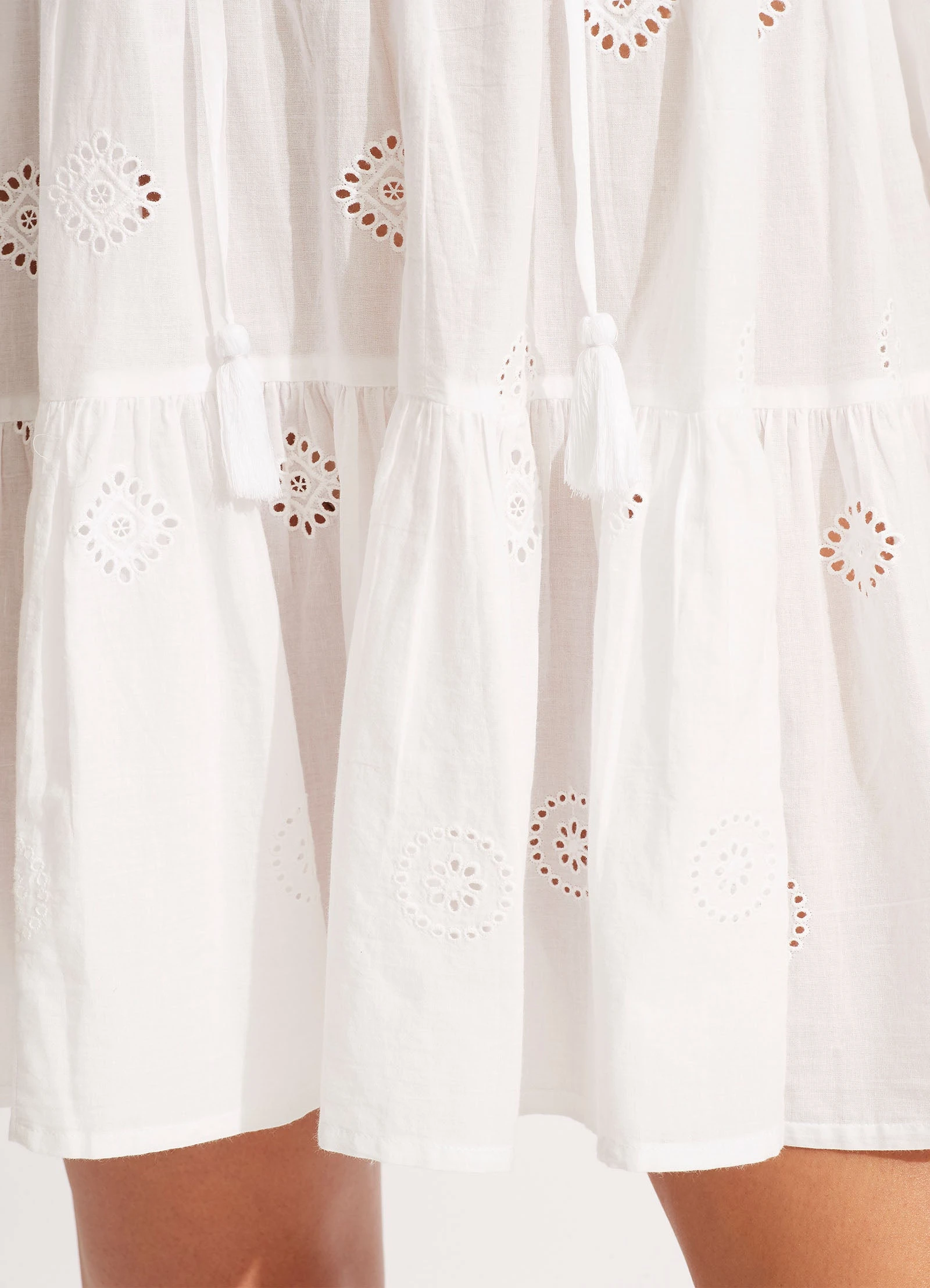 Seafolly Ladies Embroidery Tiered Dress - White 7 Seafolly Ladies Embroidery Tiered Dress - White - Image 5