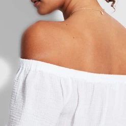 Seafolly Ladies Double Cloth Strapless Dress - White -Seafolly shop 54252 DR White 5