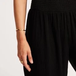 Seafolly Ladies Double Cloth Shirred Pants - Black -Seafolly shop 54341 PA Black 5