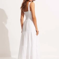 Seafolly Ladies Beach House Dress - White -Seafolly shop 54515 DR White 3