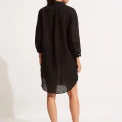 Seafolly Ladies Longshore Cover Up - Black -Seafolly shop 54526 CU Black 4