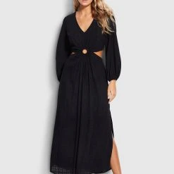 Seafolly Ladies Drifter Cut Out Dress- Black