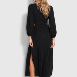 Seafolly Ladies Drifter Cut Out Dress- Black -Seafolly shop 54548 DR Black 4