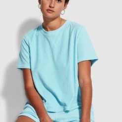 Seafolly Ladies Terry T Shirt - Baby Blue