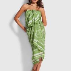 Seafolly Ladies Folklore Pareo- Green Tea -Seafolly shop 54602 SG Green 20Tea 3