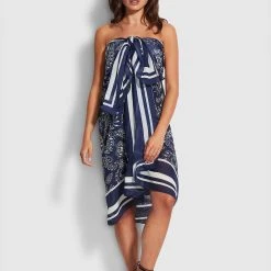 Seafolly Ladies Folklore Pareo- True Navy -Seafolly shop 54602 SG True 20Navy 3 0b7ada01 ed1f 4619 a6cf 65f4514a9511
