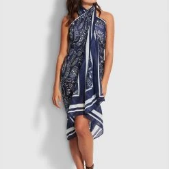 Seafolly Ladies Folklore Pareo- True Navy -Seafolly shop 54602 SG True 20Navy 4
