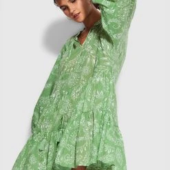 Seafolly Ladies Folklore Tier Dress- Green Tea -Seafolly shop 54603 DR Green 20Tea 2