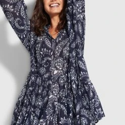 Seafolly Ladies Folklore Tier Dress- True Navy
