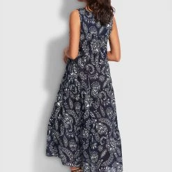 Seafolly Ladies Folklore Midi Dress - True Navy 11 Seafolly Ladies Folklore Midi Dress - True Navy -Seafolly shop 54604 DR True 20Navy 4