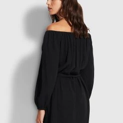 Seafolly Ladies Double Cloth Summer Cover Up- Black -Seafolly shop 54607 CU Black 4