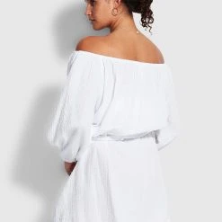 Seafolly Ladies Double Cloth Summer Cover Up- White -Seafolly shop 54607 CU White 4