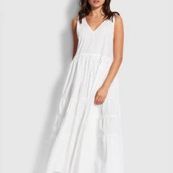 Seafolly Ladies Cotton Poplin Maxi Dress- White