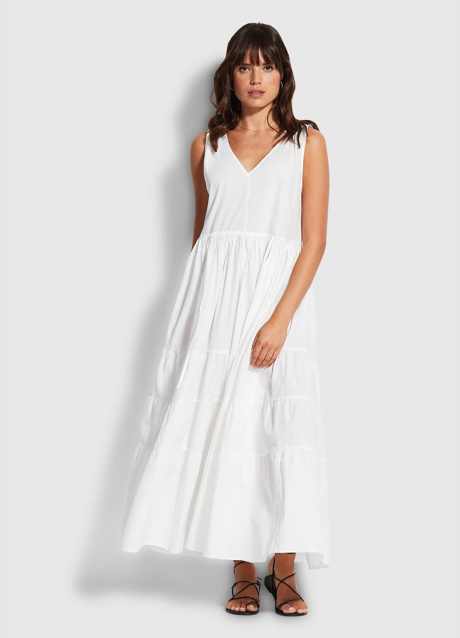Seafolly Ladies Cotton Poplin Maxi Dress- White 3 Seafolly Ladies Cotton Poplin Maxi Dress- White