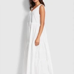 Seafolly Ladies Cotton Poplin Maxi Dress- White 10 Seafolly Ladies Cotton Poplin Maxi Dress- White -Seafolly shop 54608 DR White 3