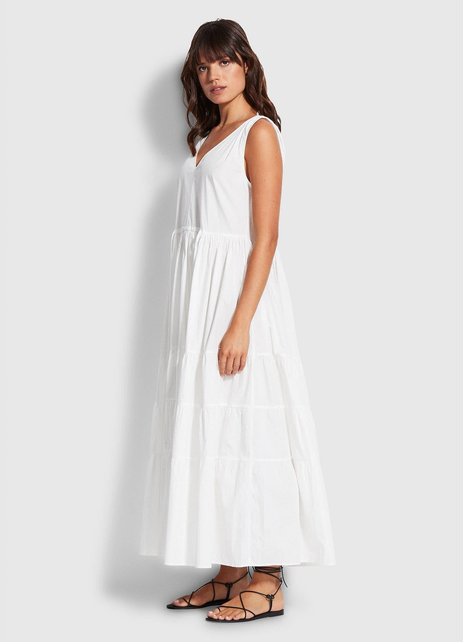Seafolly Ladies Cotton Poplin Maxi Dress- White 5 Seafolly Ladies Cotton Poplin Maxi Dress- White - Image 3