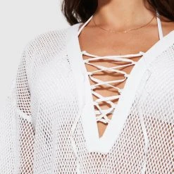 Seafolly Ladies Crochet Cover Up - White -Seafolly shop 54630 CU White 7