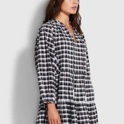 Seafolly Ladies Gingham Tier Dress - Black -Seafolly shop 54636 DR Black 3