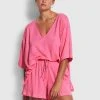 Seafolly Ladies Linen Jersey Beach Short- Pink 2 Seafolly Ladies Linen Jersey Beach Short- Pink -Seafolly shop 54649 SH Pink 1
