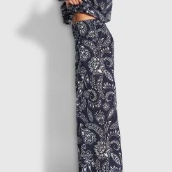Seafolly Ladies Folklore Shirring Pant - True Navy -Seafolly shop 54651 PA True 20Navy 3