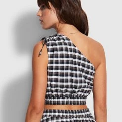 Seafolly Ladies Gingham Crop Top - Black -Seafolly shop 54659 TO Black 5