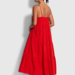 Seafolly Ladies Weekend Tier Dress - Mandarin Red -Seafolly shop 54663 DR MandarinRe 3