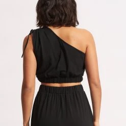 Seafolly Ladies Jersey One Shoulder Crop Top - Black -Seafolly shop 54665 TO Black 5