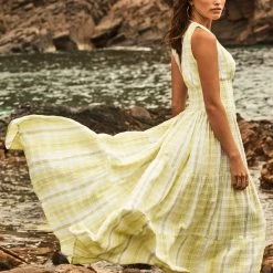 Seafolly Ladies Textured Gingham Maxi Dress - Wild Lime