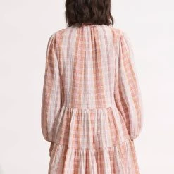 Seafolly Ladies Textured Gingham Tiered Dress- Lilac -Seafolly shop 54679 DR Lilac 4