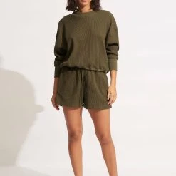 Seafolly Ladies Waffle Beach Short- Moss