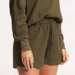 Seafolly Ladies Waffle Beach Short- Moss -Seafolly shop 54691 SH Moss 3