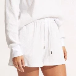 Seafolly Ladies Waffle Beach Short- White -Seafolly shop 54691 SH White 3