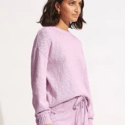 Seafolly Ladies Boucle Sweater - Lilac -Seafolly shop 54693 KN Lilac 4