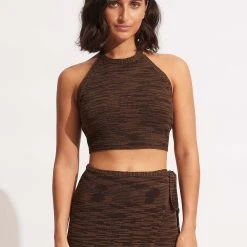 Seafolly Ladies Daybreak Knit Top - Chocolate -Seafolly shop 54696 KN Chocolate 3