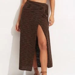 Seafolly Ladies Daybreak Knit Skirt- Chocolate 11 Seafolly Ladies Daybreak Knit Skirt- Chocolate -Seafolly shop 54699 KN Chocolate 3
