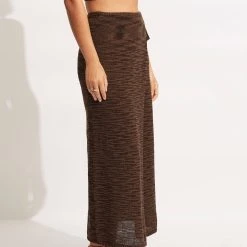 Seafolly Ladies Daybreak Knit Skirt- Chocolate 12 Seafolly Ladies Daybreak Knit Skirt- Chocolate -Seafolly shop 54699 KN Chocolate 4
