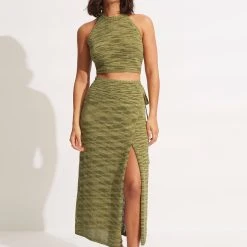 Seafolly Ladies Daybreak Knit Skirt- Olive 9 Seafolly Ladies Daybreak Knit Skirt- Olive -Seafolly shop 54699 KN Olive 3