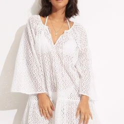 Seafolly Ladies Broderie Anglaise Cover Up - White