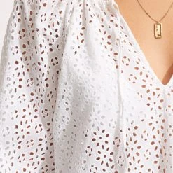 Seafolly Ladies Broderie Anglaise Cover Up - White -Seafolly shop 54700 CU White 5