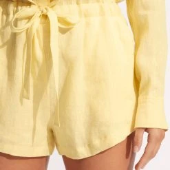 Seafolly Ladies Linen Playsuit - Lemon -Seafolly shop 54701 PS Lemon 6