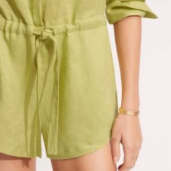 Seafolly Ladies Linen Playsuit - Soft Olive 9 Seafolly Ladies Linen Playsuit - Soft Olive -Seafolly shop 54701 PS SoftOlive 6