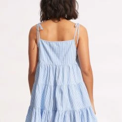 Seafolly Ladies Henley Stripe Mini Dress - Blue/White -Seafolly shop 54705 DR Blue 21Wht 4