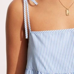 Seafolly Ladies Henley Stripe Mini Dress - Blue/White -Seafolly shop 54705 DR Blue 21Wht 5