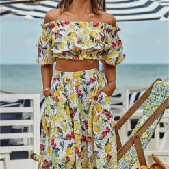 Seafolly Ladies Lemoncello Tiered Skirt - Lemoncello