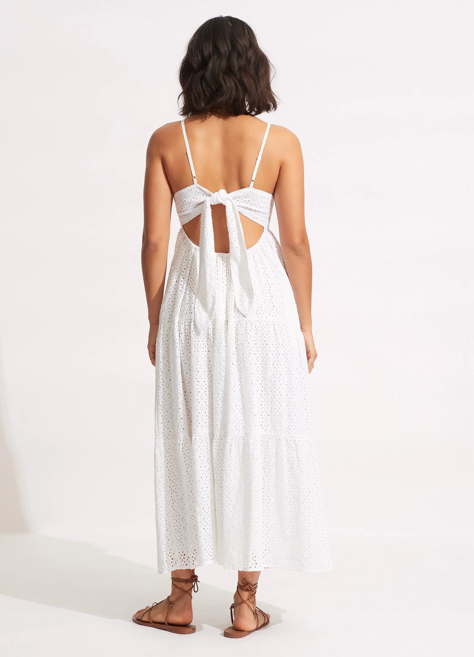 Seafolly Ladies Broderie Anglaise Tiered Maxi Dress - White 6 Seafolly Ladies Broderie Anglaise Tiered Maxi Dress - White - Image 4