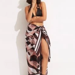 Seafolly Ladies Poolside Pareo - Sepia