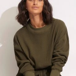 Seafolly Ladies Waffle Sweat Top - Moss 13 Seafolly Ladies Waffle Sweat Top - Moss -Seafolly shop 54725 TO Moss 5