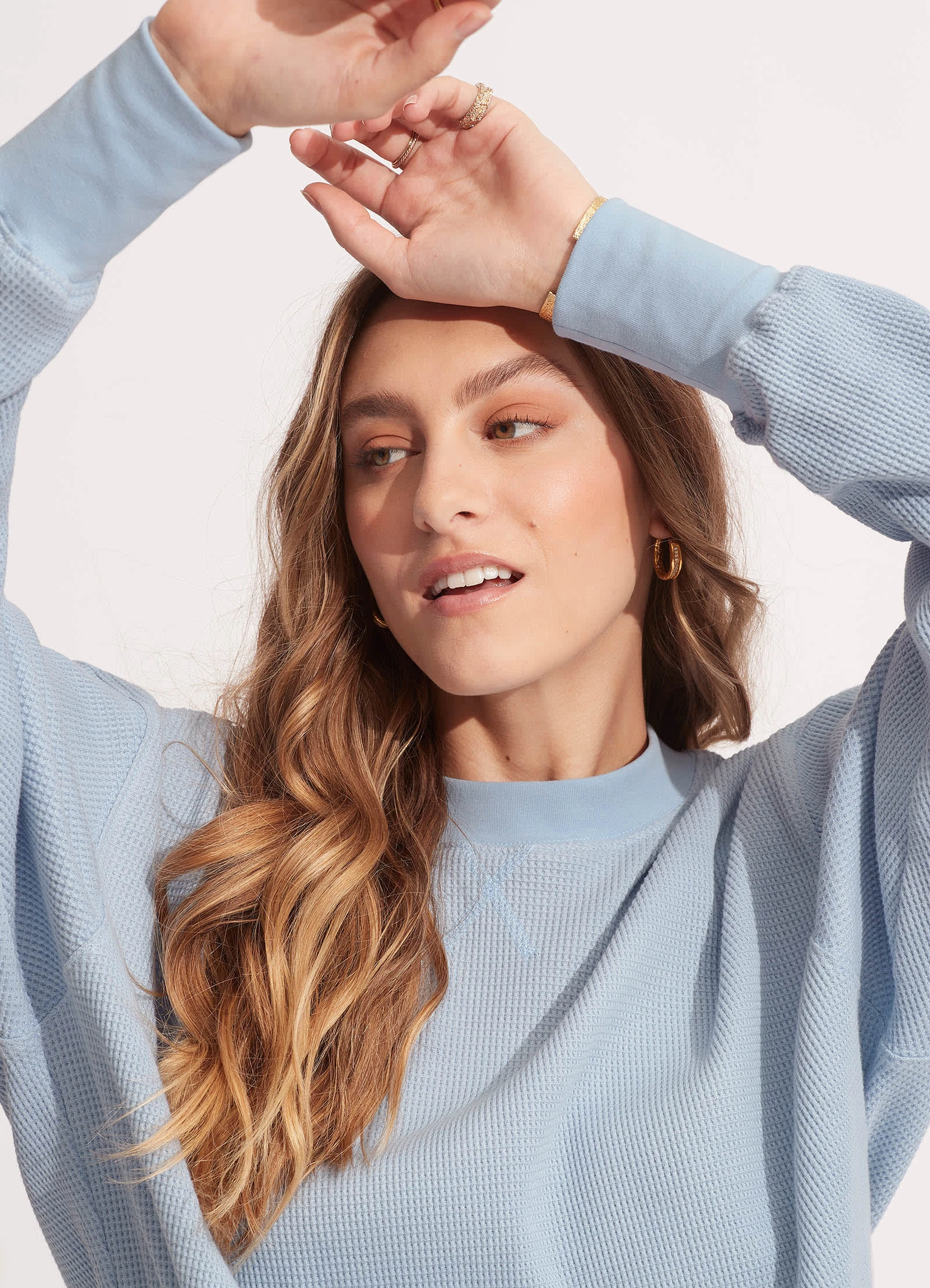 Seafolly Ladies Waffle Sweat Top - Powder Blue 7 Seafolly Ladies Waffle Sweat Top - Powder Blue - Image 5